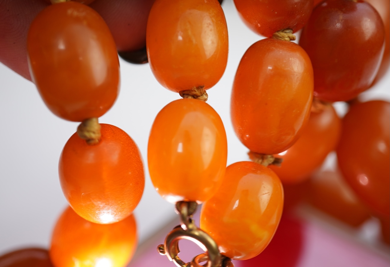 An amber bead necklace